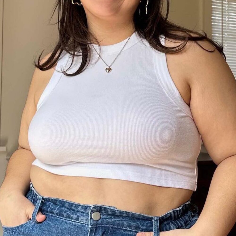 Shiny By Nature Cropped Tank Top - White